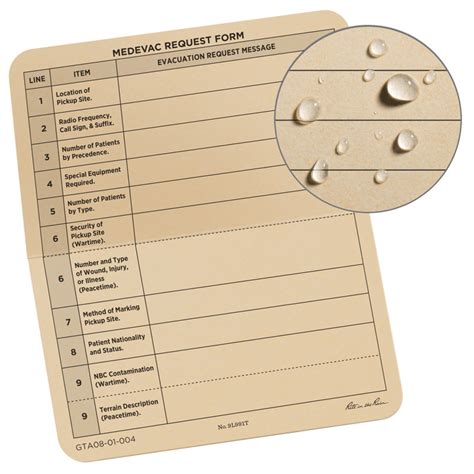 9 line medevac pocket card